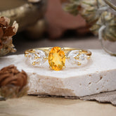 1 Carat Oval Cut 4 Prong Classic Citrine Nature Inspired Engagement Ring